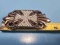 4.25&Prime; Dark Silver Metal Belt Buckle Fleur De Lis Cross Weekend Accessory Chopper