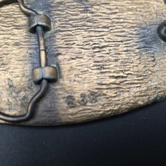 Vintage Brass Shotgun Belt Buckle Cold Dead Fingers Quote 268 Patina Mens