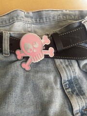 Belt buckle Pink Punk Rock Tattoo Skull Metal Fashion Belt Buckle
