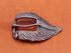 Men Heavy Long Silver Leathercraft 2pc Set Feather Belt Buckle Fits 31mm Strap