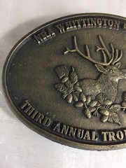 VTG 80s NRA Whittington Center Third Annual Trophy Elk Hunt Belt Buckle Bronze
