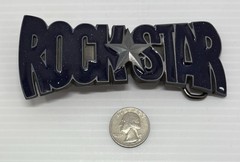 “NEW” Rock Star BELT BUCKLE Dark Blue Speckled Enamel Gray Metal Music Superstar