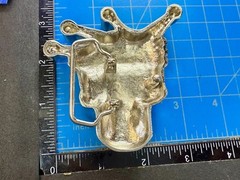 Crowned King Joker Skull Head with Rhinestones Figural Belt Buckle