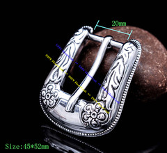 Western Style Engraved and Silver Plated Decorative Belt Buckle Fits 20mm Strap