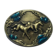 Horse Belt Buckle Western Cowboy Native American Motorcyclist (HRS-07-G)