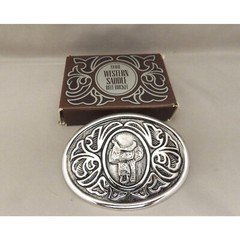 Avon Western Saddle Belt Buckle Silver Fits Belt Size Up To 1 1/2&Prime;
