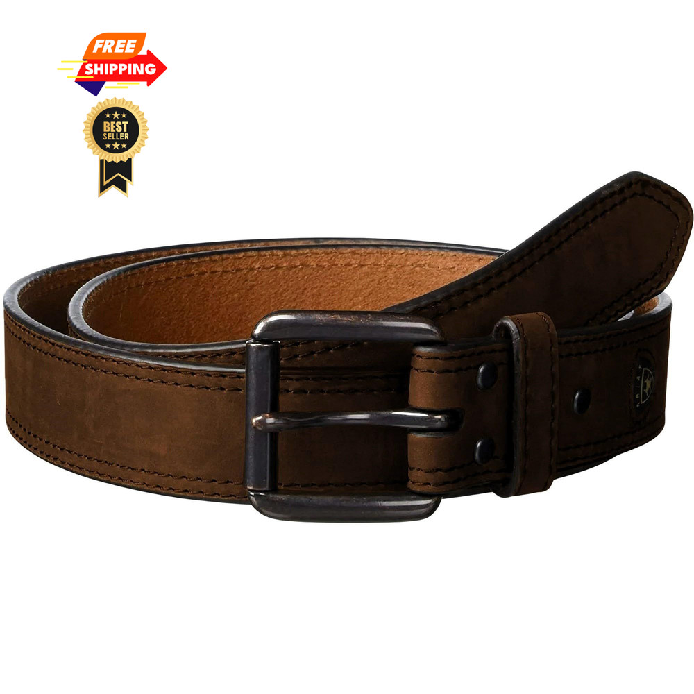 ARIAT Men&rsquo;s Double-Stitched Leather Roller Buckle 40 (36–37&Prime; Waist), Brown