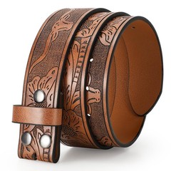TRIWORKS Western Belts for Men without Buckle Cowboy Fit Size 46&Prime;-50&Prime;, Brown