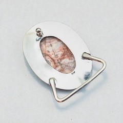 Crazy Lace Agate Belt Buckle Silver Plated Handmade Western Cowboy Statement
