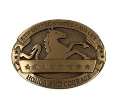 🌟US Army 8th Cavalry Regiment, Honor & Courage Solid Brass Military Belt Buckle