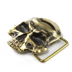 Skull Matte solid brass belt buckle, Dead head human skull solid belt buckle