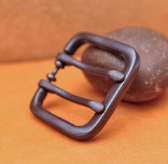 Wide Double Tongue Pin Roller Prong Pin Belt Black Buckle Fits 40MM Belt Straps