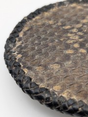 Vintage Snakeskin Belt Buckle Exotic Leather Braided Edge Western Oval