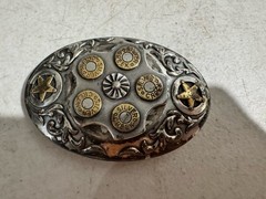 Silver Creek Belt Buckle Bullets Western Two Tone Revolving Center Cylinder