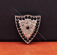 30mm Bling Silver Western Cowboy Black Rhinestone Crystal 3PCS Set Belt Buckle