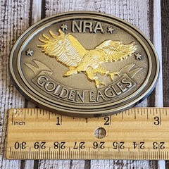 NRA Golden Eagles Pewter Belt Buckle USA National Rifle Association Western