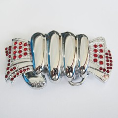 Fist Hand Full of Cash w/ Red Rhinestones Metal Fashion Belt Buckle