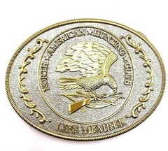 WESTERN BELT BUCKLE HNL NORTH AMERICAN HUNTING CLUB LIFE MEMBER GOLD METAL EAGLE