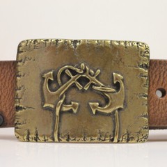 Double Anchor Belt Buckle, Antique Brass Belt Buckle for 4cm Interchangeable Belt