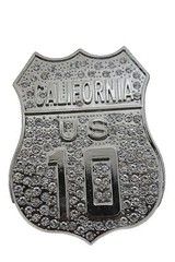 Men Silver Bling Metal Belt Buckle California State US 10 Freeway Big Statement