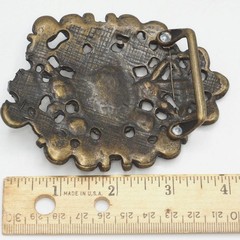 Brass Color Red Rhinestone Belt Buckle