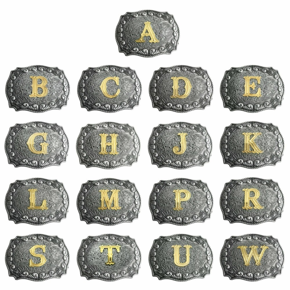 Initial Belt Buckle Men Vintage Letters Rodeo Western Cowboy Hebillas Vaqueras