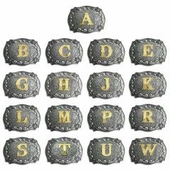 Initial Belt Buckle Men Vintage Letters Rodeo Western Cowboy Hebillas Vaqueras