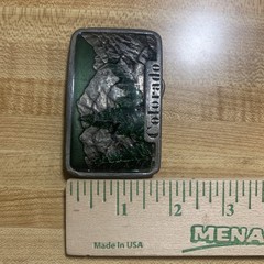 Vtg Colorado Belt Buckle Indiana Metal Craft Enameled Mountains Trees 1978 W96