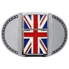 UK Flag Refillable Flip Top Lighter in a Belt Buckle Combo United Kingdom Union