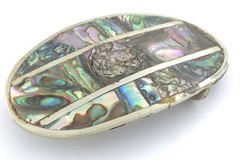 Alpaca Abalone Large Belt Buckle Unisex Mexico Size 3.5 inches 43g L104
