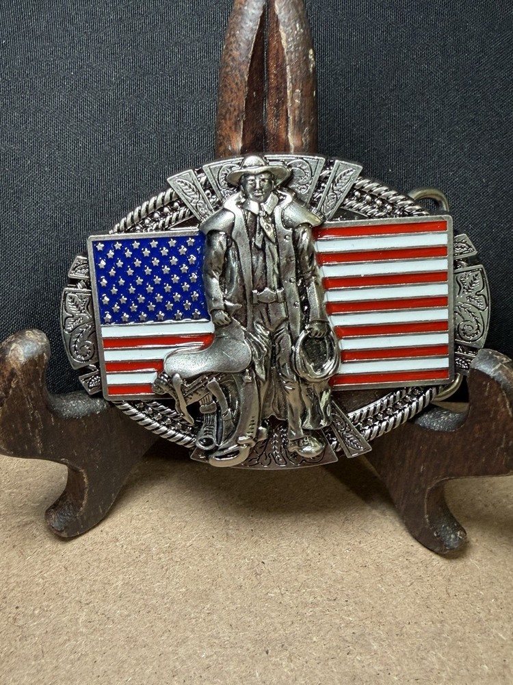 USA FlagCowboy rancher Belt Buckle Western Buckle