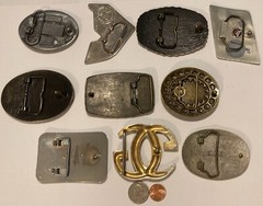 Vintage Lot of 10 Nice Style Belt Buckles, Tractor, Basketball, American, More
