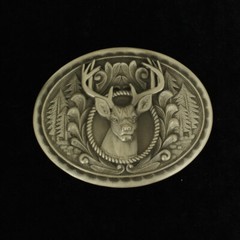 DEER Buck – Western Belt BUCKLE – Outdoor, Hunting, Silver, Smooth Edge 37992