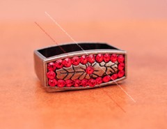 Red Crystal Rhinestone Western Cowboy Rodeo Belt Buckle Set Fit 30MM Strap
