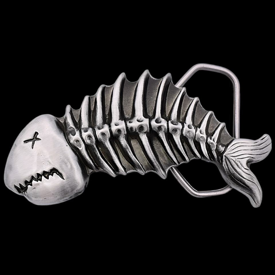 Dead Fish Skeleton Poison Death Punk Metal Zinc Alloy Belt Buckle