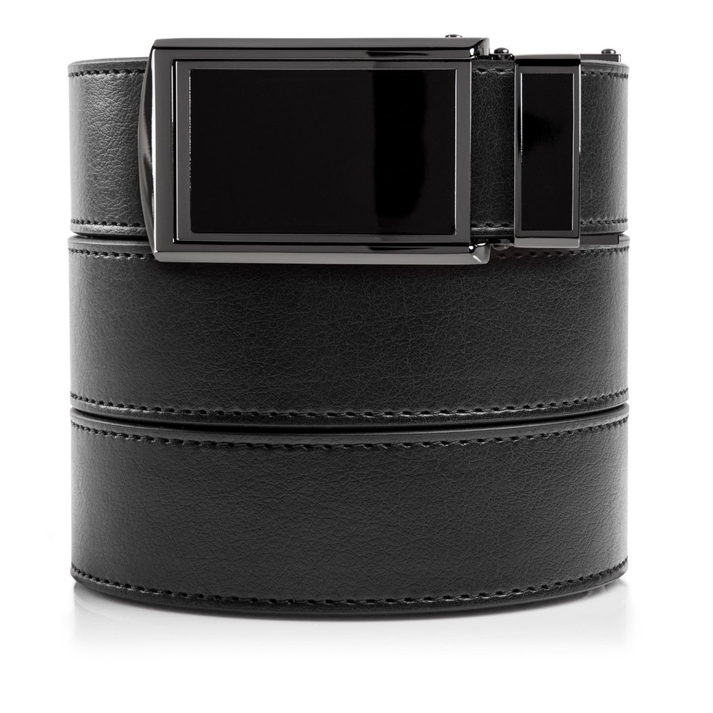 SlideBelts Men&rsquo;s Vegan One Size, Black Leather With Buckle (Vegan)