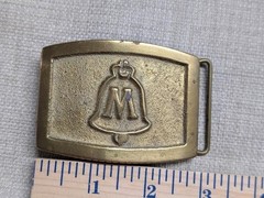 vintage 1970s belt buckle MICHIGAN BELL solid brass TELEPHONE western lineman