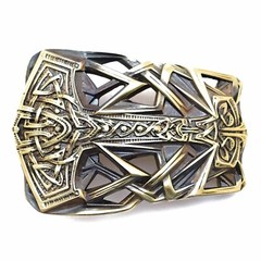 Belt buckle Thor&rsquo;s Hammer, Scandinavian Old Norse Mjolnir solid brass buckle