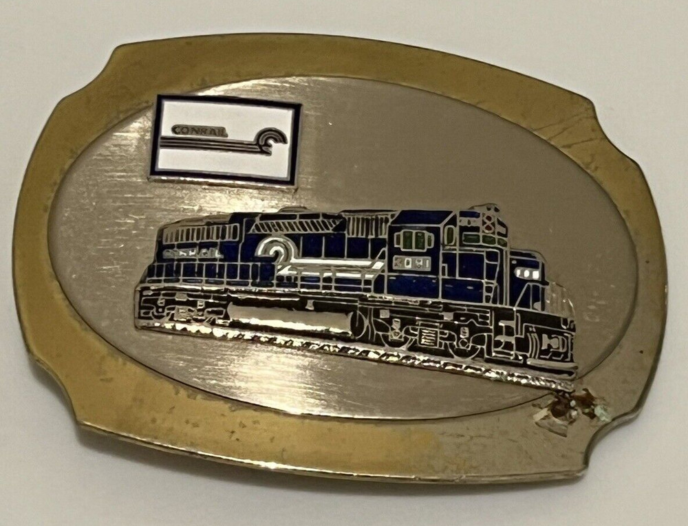 VINTAGE LOCOMOTIVE TRAIN BELT BUCKLE – 3 3/4&Prime; X 2 1/2&Prime; – GW10
