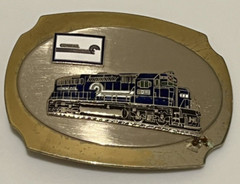 VINTAGE LOCOMOTIVE TRAIN BELT BUCKLE – 3 3/4&Prime; X 2 1/2&Prime; – GW10