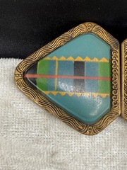 Vintage Womens Buckle Gold Tone Plaid Made in Czechoslovakia