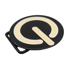 Men Women Teen Fashion Belt Buckle Emoji Retro Black Metal Power Button On Off