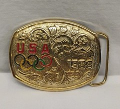 Vintage USA 1988 Olympics Belt Buckle Gold Tone Signed B-K USOC