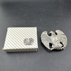 Vintage 80s AVON Perched Eagle Thick Metal Belt Buckle w original box