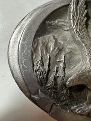 BELT BUCKLE BLOWOUT: Vintage C&J Eagle Belt Buckle + 40 Used Leather Belt BB-219