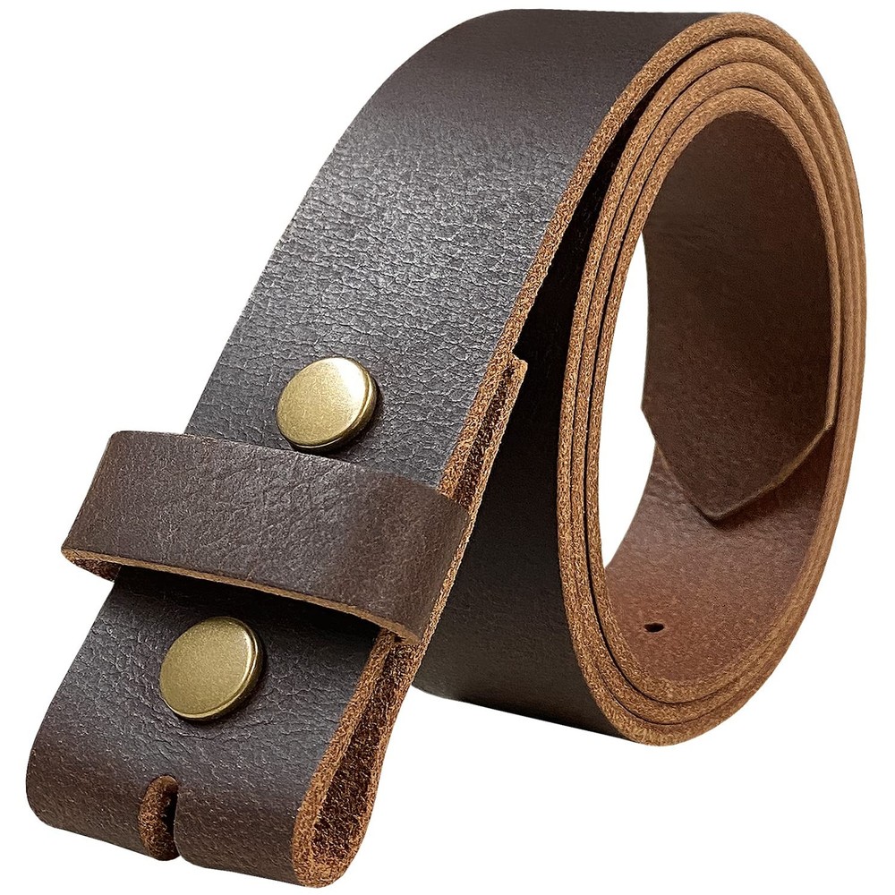 One Piece Full Grain Buffalo Leather Replacement Belt Strap 1-1/2&Prime; 60, Brown