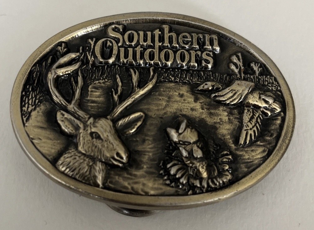1980s vintage SOUTHERN OUTDOORS belt buckle SOLD BRASS made in USA western