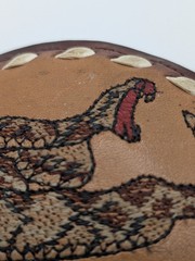 Vintage Nocona Rattlesnake Belt Buckle Hand Tooled Leather Western Oval