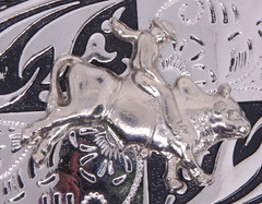 Bull Rider Cowboy Rodeo Western Silver/Black Tone BELT BUCKLE / New