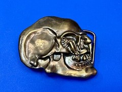 Bronze Tone Skull Head Creepy Halloween Vintage Belt Buckle